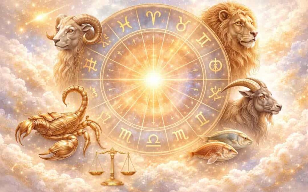 Segni Ascendenti Più Potenti e Attraenti in Astrologia 1 Simboli astrologici su sfondo chiaro e pastello senza figure umane